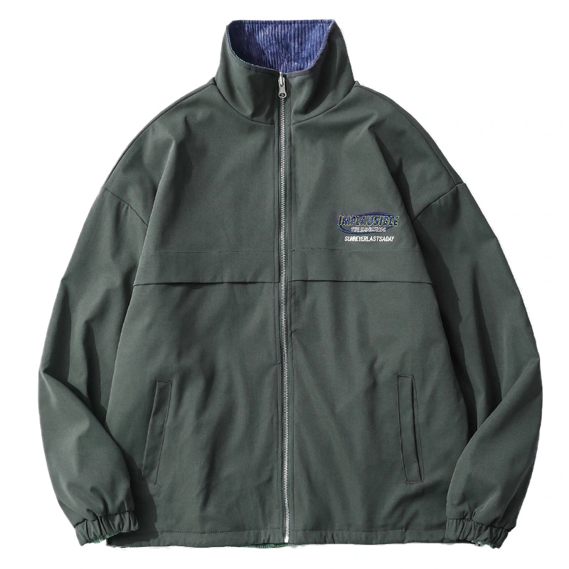 Japanese Retro Solid Color Stand-Up Collar Jacket Men And Women Trendy Street Ins Loose Casual Couple Jacket