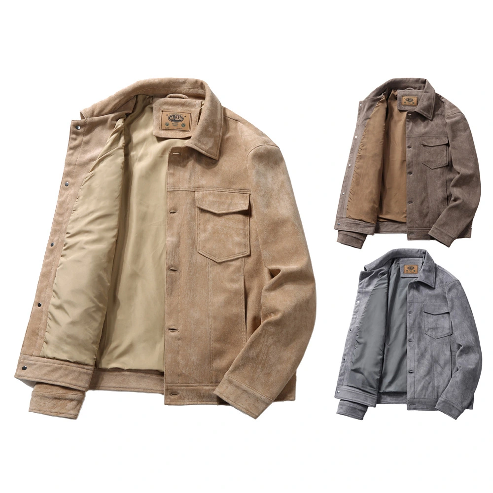 Men's Thin Suede Jacket Men's Retro Tooling Jacket