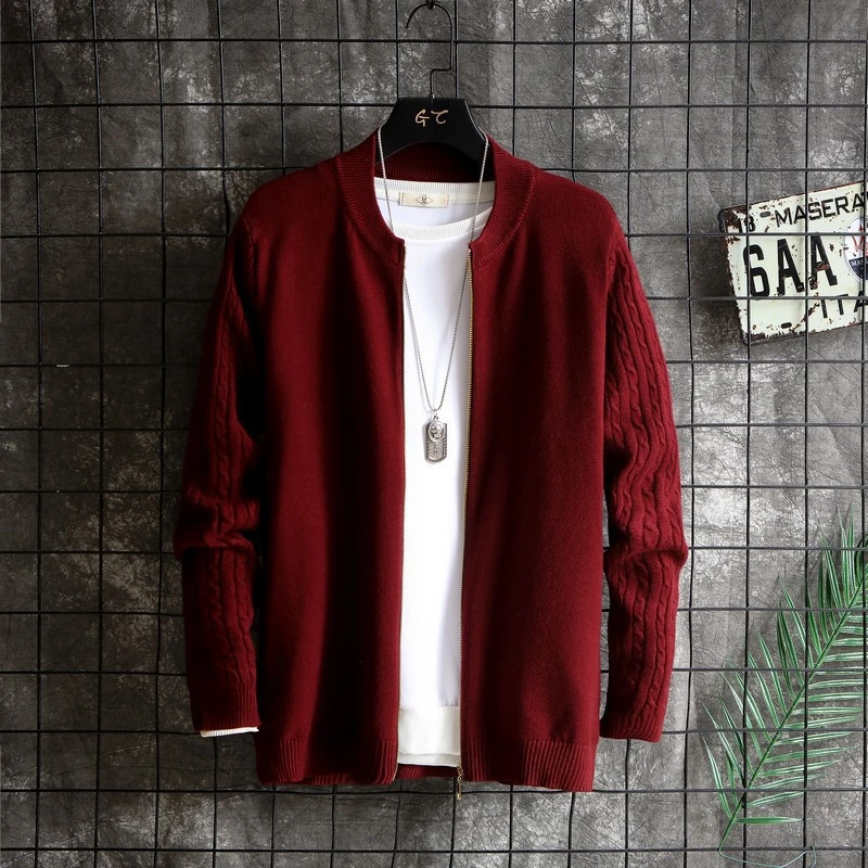 Autumn New Sweater Men's Cardigan V-neck Color Sweater Coat