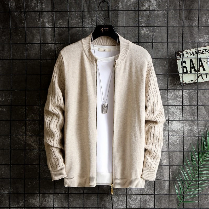 Autumn New Sweater Men's Cardigan V-neck Color Sweater Coat