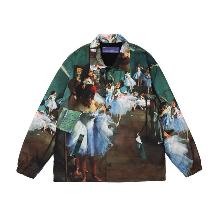Retro Character Oil Painting Print Jacket Jacket Men