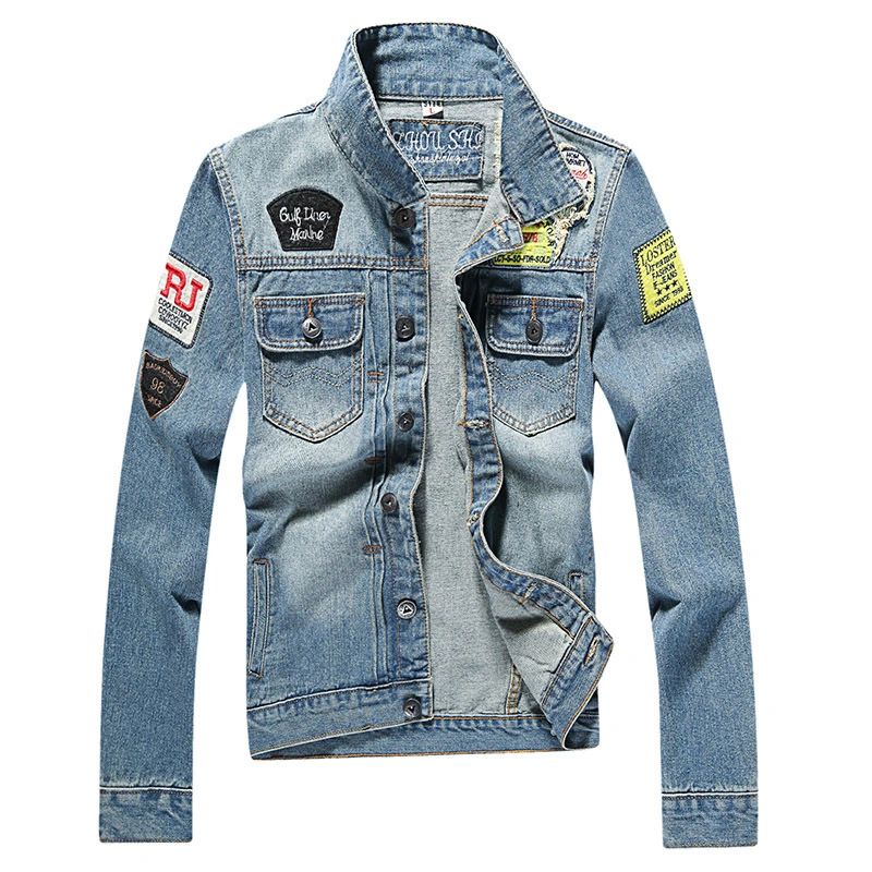 Long sleeve denim jacket for men