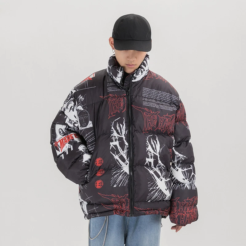 All over printed padded jacket