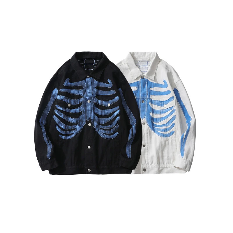 Hand-painted bone denim jacket
