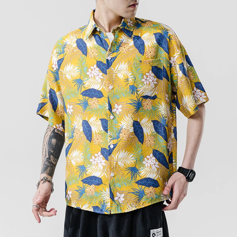 Beach couple casual short sleeve printed shirt
