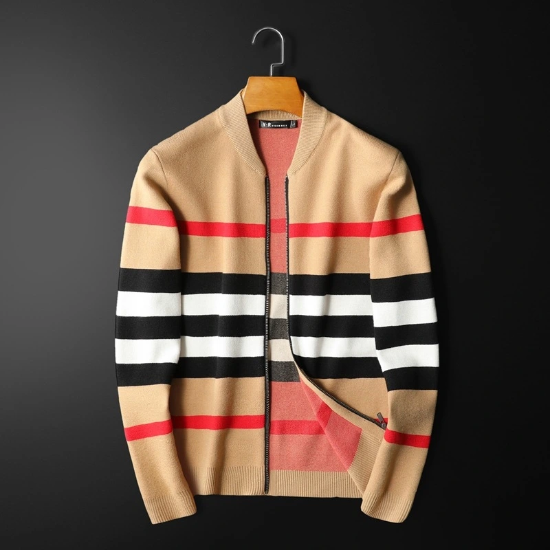 Top Grade Men's Cardigan Zipper Shirt Middle Neck Sweater Jacket