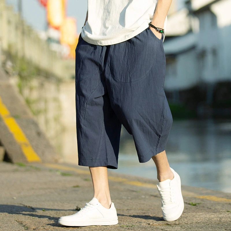 Casual Men's Summer Solid Color Cropped Pants
