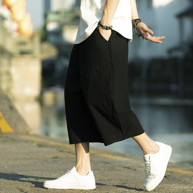Casual Men's Summer Solid Color Cropped Pants