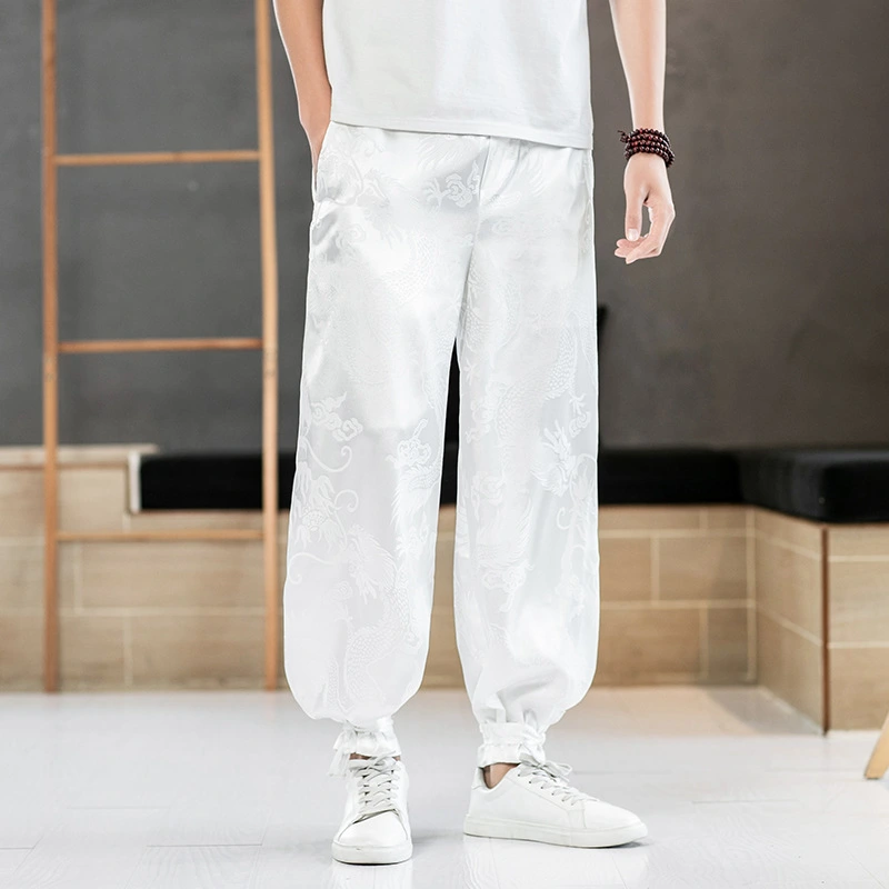  Summer New Men's Chinese Style Loose Large Size Improved Tang Costumes Long Pattern Pants Casual Pants Men's Trendy