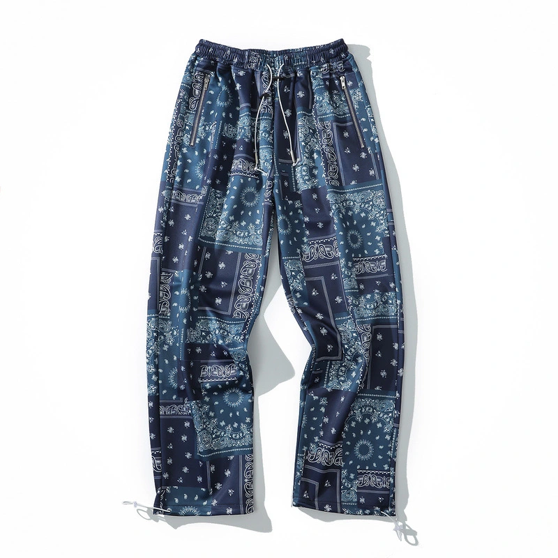 European And American High Street Cashew Flower Color Matching Straight Men's Casual Trousers