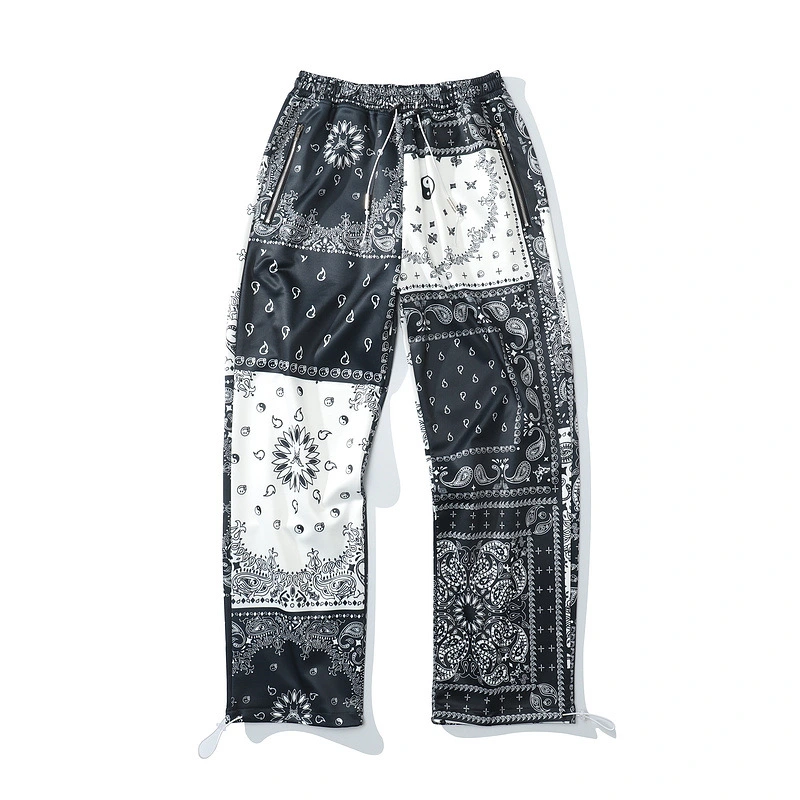 European And American High Street Cashew Flower Color Matching Straight Men's Casual Trousers