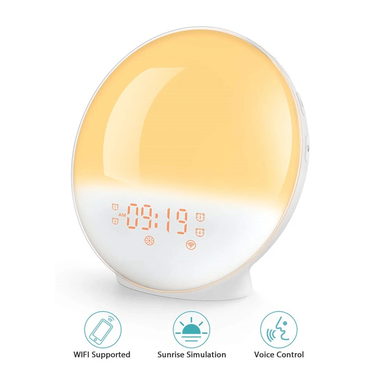 Smart Version APP Controlled WIFI 7 Color Changing Digital Wake Up Light