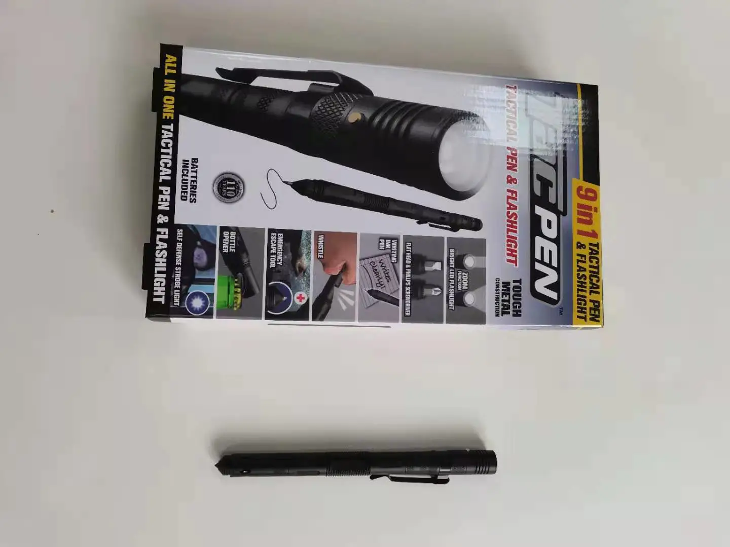 Nine-in-one Multi-function Flashlight Car Window Breaker Survival Pen EDC Outdoor Defense Portable Pen