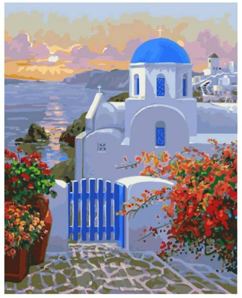 Sea view villa pattern 40*50 frameless DIY digital oil painting