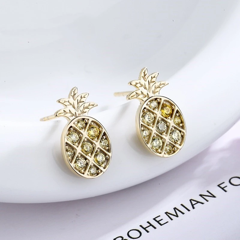 s925 sterling silver pineapple earrings