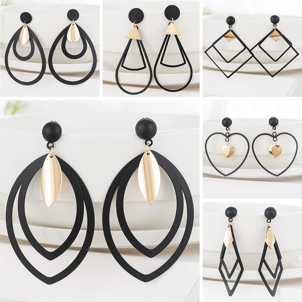 Geometric long earrings