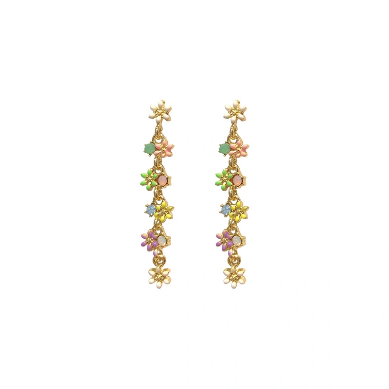 Summer Candy Color Diamond Flower Earrings