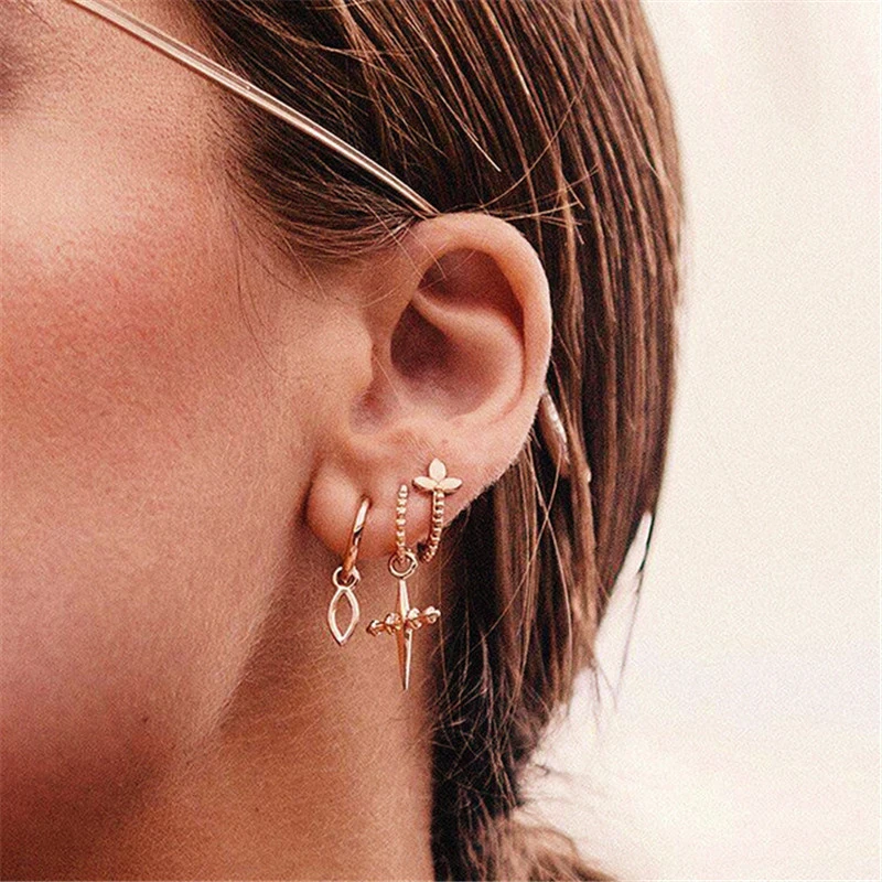 Fashion women's perforated ear studs