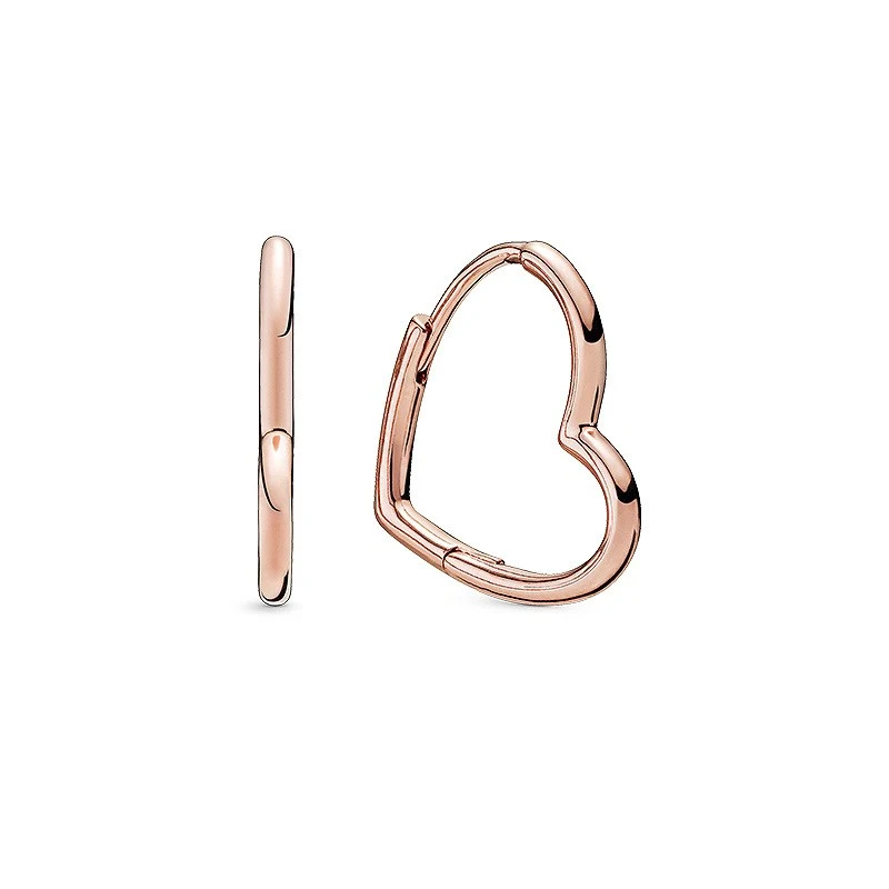 Sterling Silver Rose Gold Asymmetric Heart Earrings