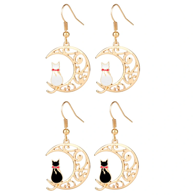 Empty Moon Cat Dripping Earrings Earrings Female Cartoon Animal Earrings