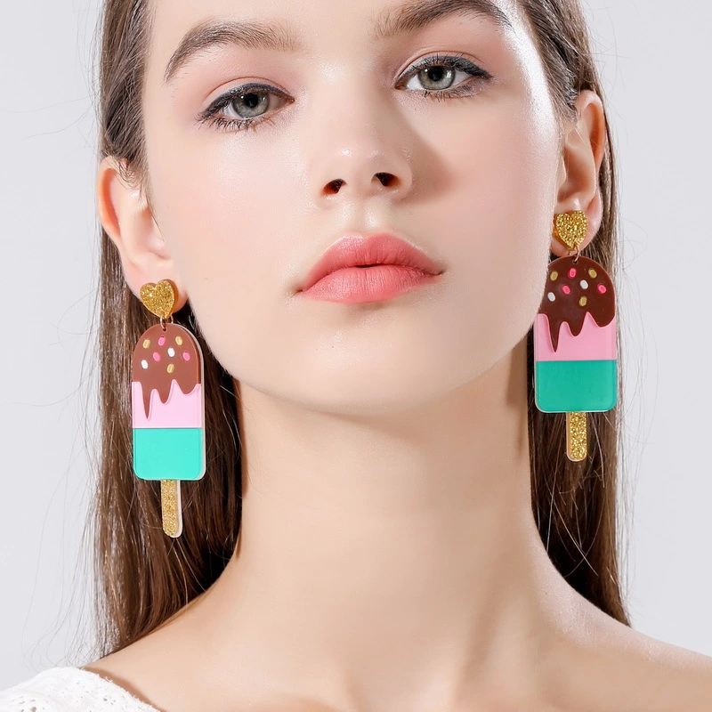 Lovely Vigorous Beautiful Girl Heart Personality Dessert Color Hundred Earrings