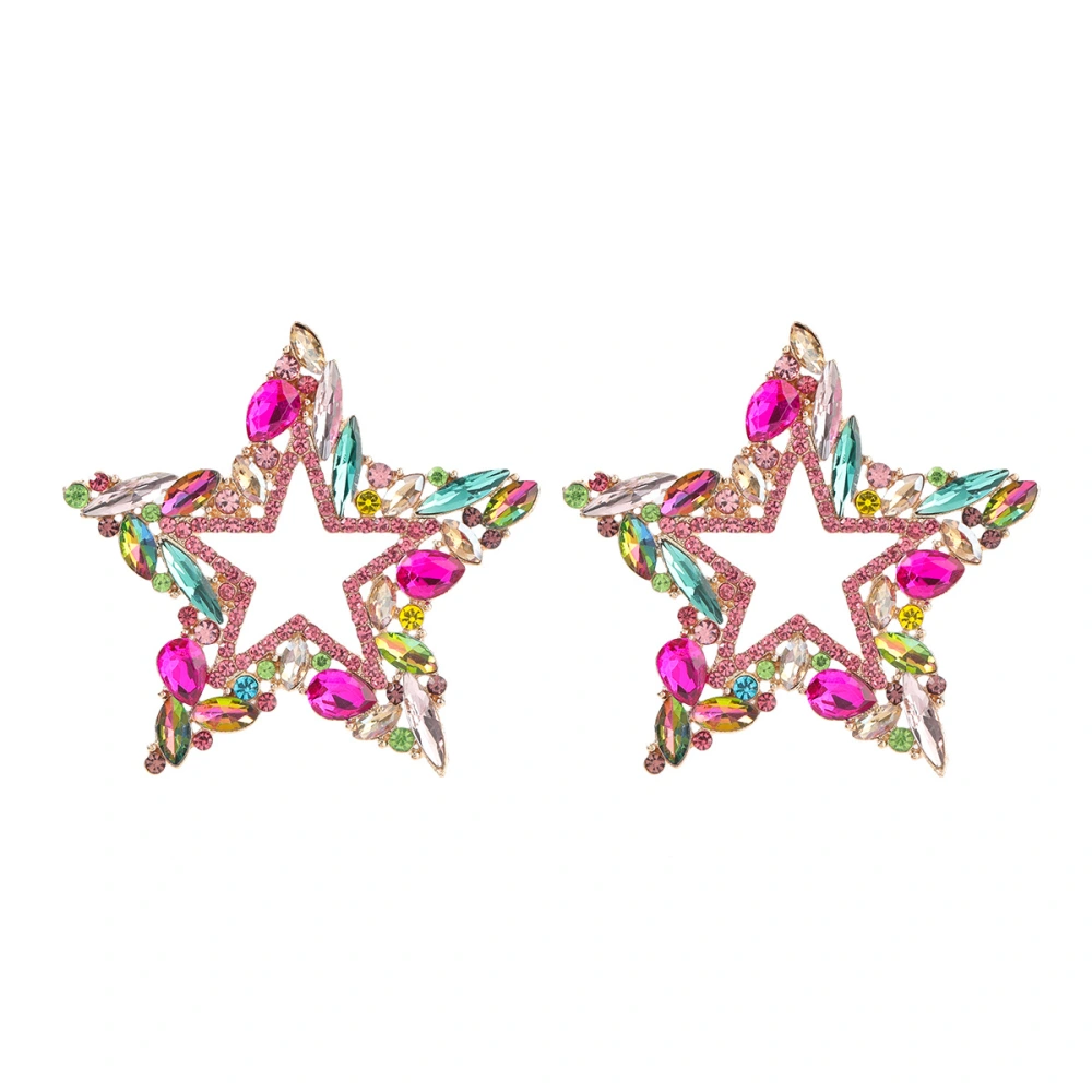 Ladies Color Matching Big Rhinestone Love Heart-shaped Star Drop