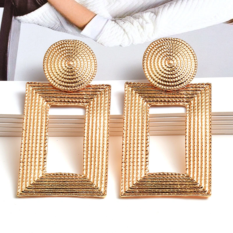 European And American Style Fashion Earrings Metal Square Simple Earrings