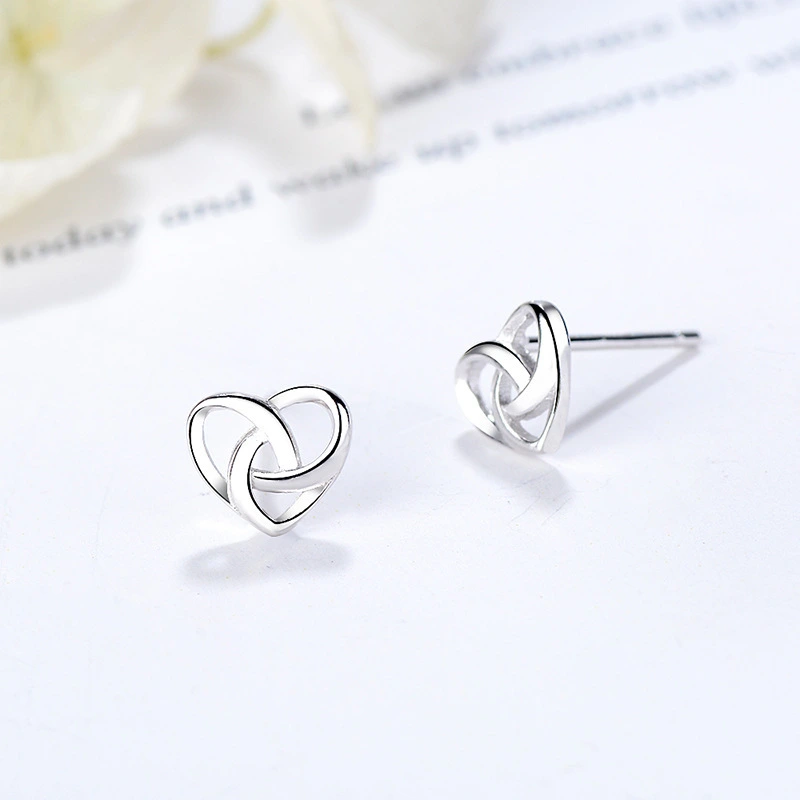 S925 Sterling Silver Heart-shaped Hollow Earrings