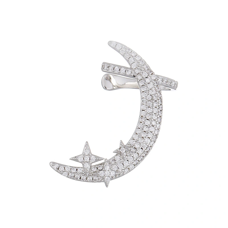 Stars And Moon Full Diamond Earrings Type Ear Bone Clip