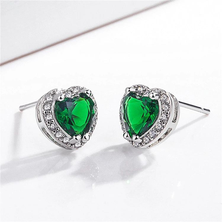 Micro Diamond Love Heart Inlaid Zircon Earrings