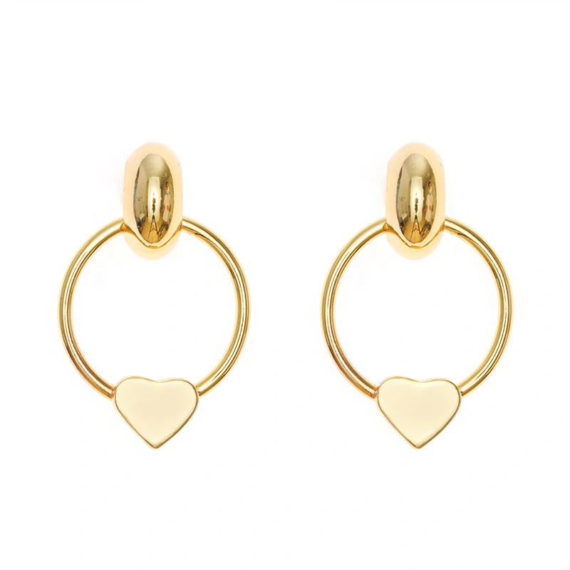 Real Gold-plated Hollow Heart-shaped Stud Earrings