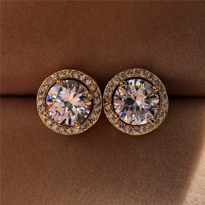 Fashion Jewelry Diamond Rhinestone Round Zircon Stud Earrings