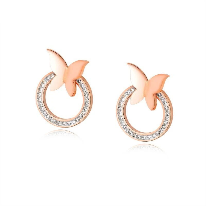 Temperament Inlaid Zircon Circle Earrings