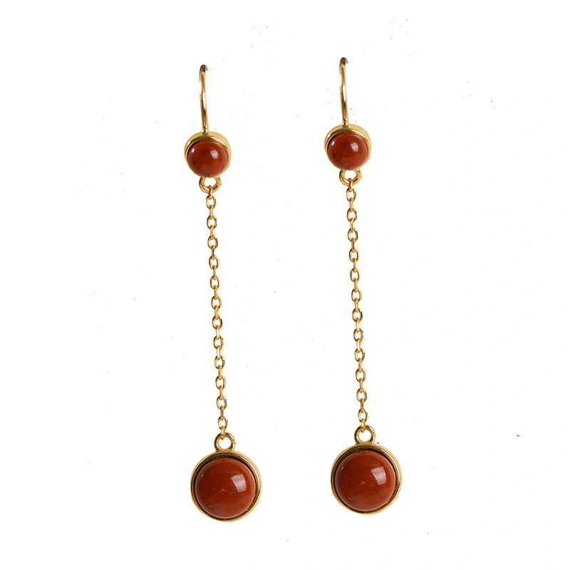 Red Short Jade Earrings