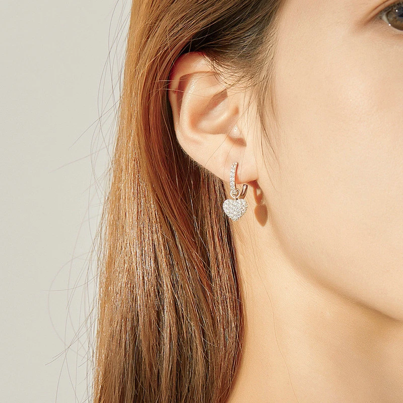 Fashion Inlaid Zircon European and American Style Sterling Silver Ear Buckle