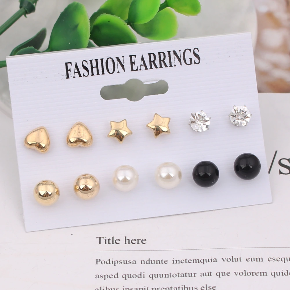 European And American Popular Geometric Metal Earrings Female Acrylic Tassel Pearl Stud Earrings