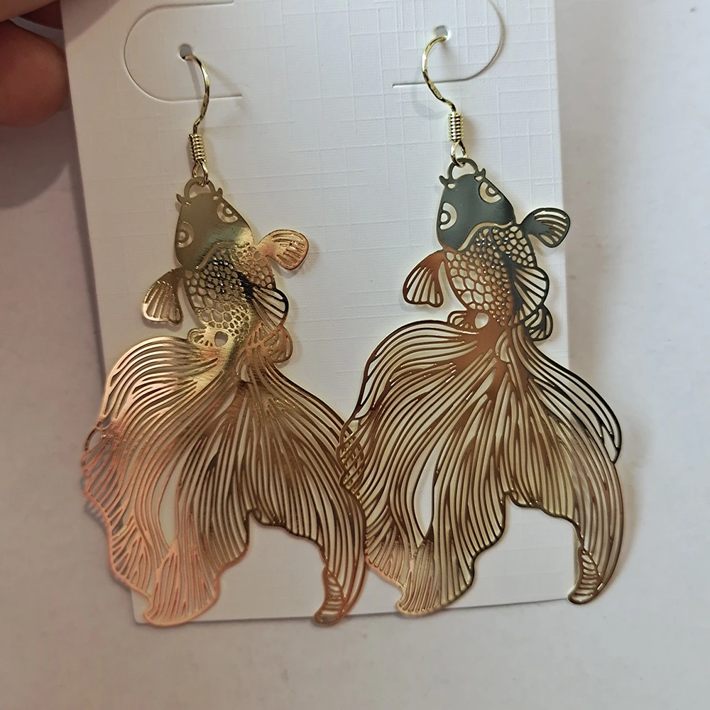 Koi Goldfish Ji Niche Earrings Personalized Fish Tail
