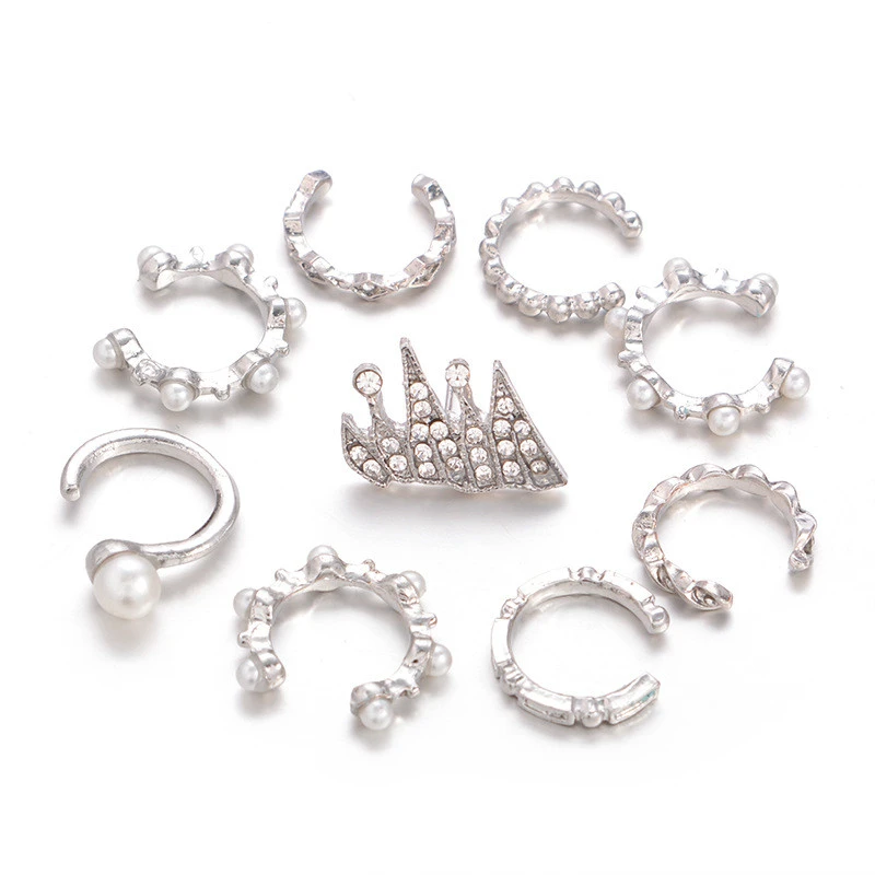 Bohemian Ear Clip 9-piece Personalized Hoop Crown Earrings