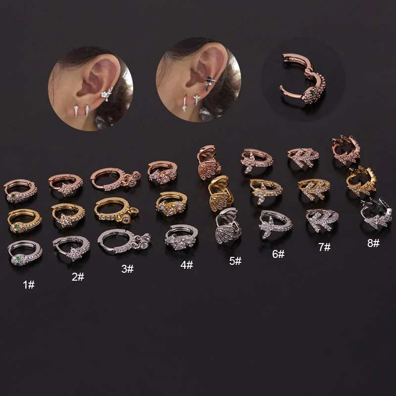 Creative Snake shaped Round Ear Bone Bbuckle Micro lnlaid zircon Earrings