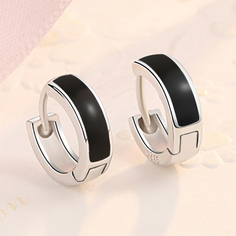 Korean Trendy Male White Copper Earrings