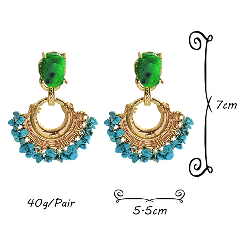 European Style Fashion Stone Blue Exaggerated Earrings