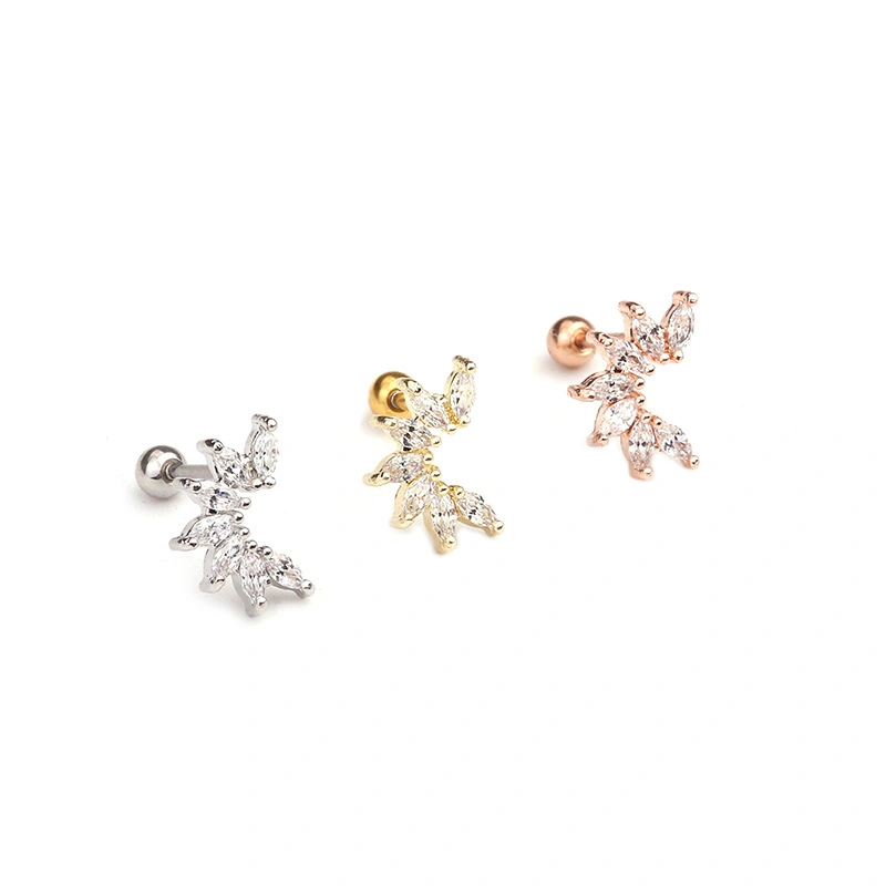 Stainless Steel Screw Ear Studs Zircon Ear Bone Studs Korean Version Of All-Match Fashion Ear Jewelry