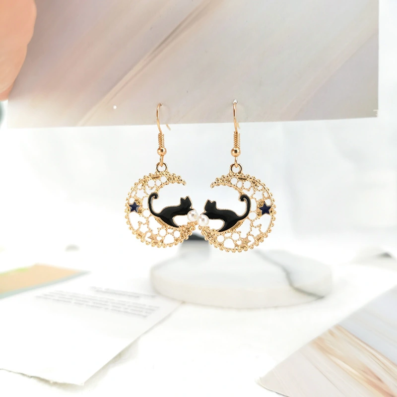 Ins Wind Moon Cute Girl Students Simple Japanese And Korean Earrings Female Ear Clips
