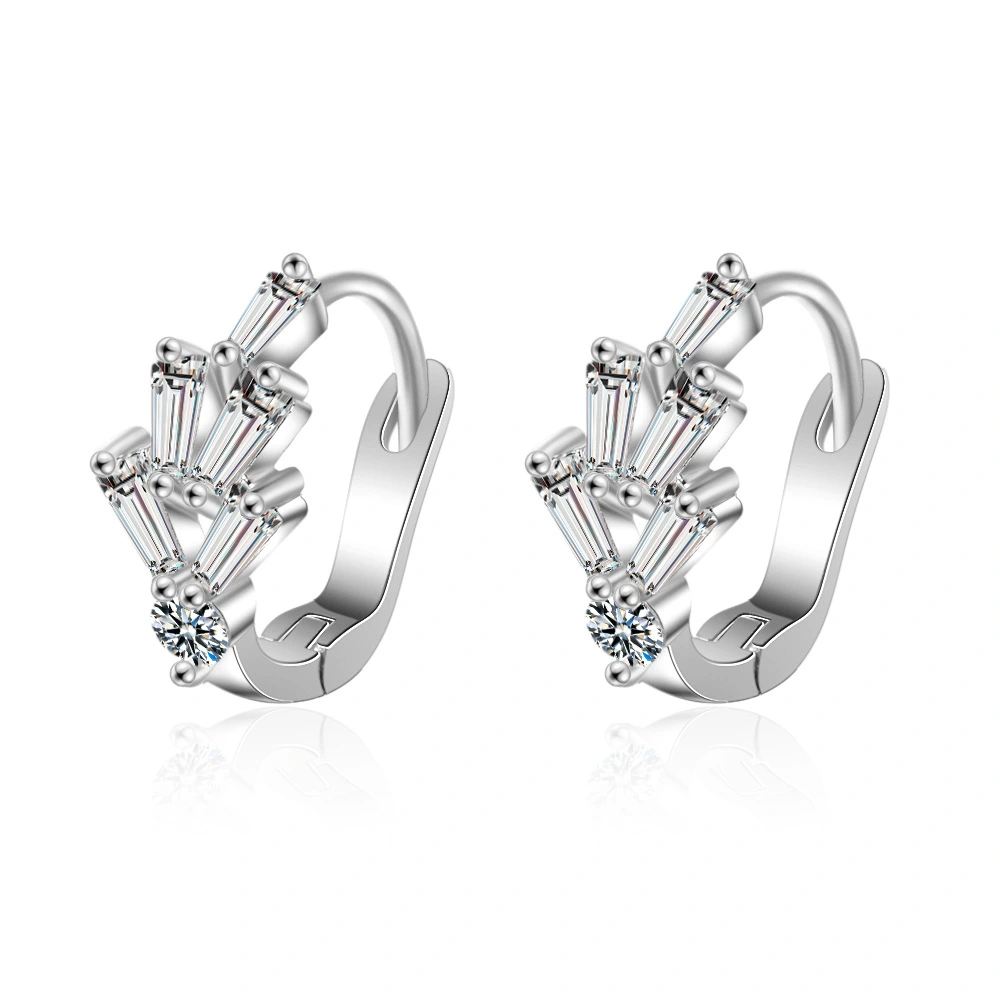 Earrings Female Korean Style Simple Small Fresh Full Zirconium Diamond Five Petal Flower Ear Buckle