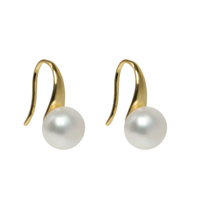 S925 Silver Simple High Heels Pearl Ear Hook Women