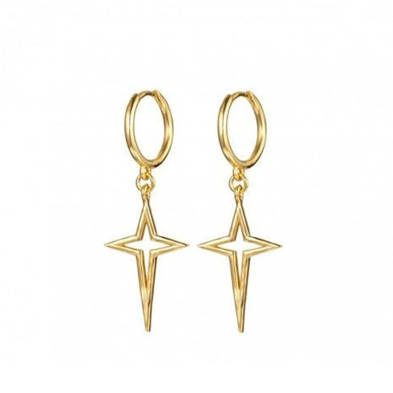 Minimalist Geometric Cross Star Trendy Silver Earrings