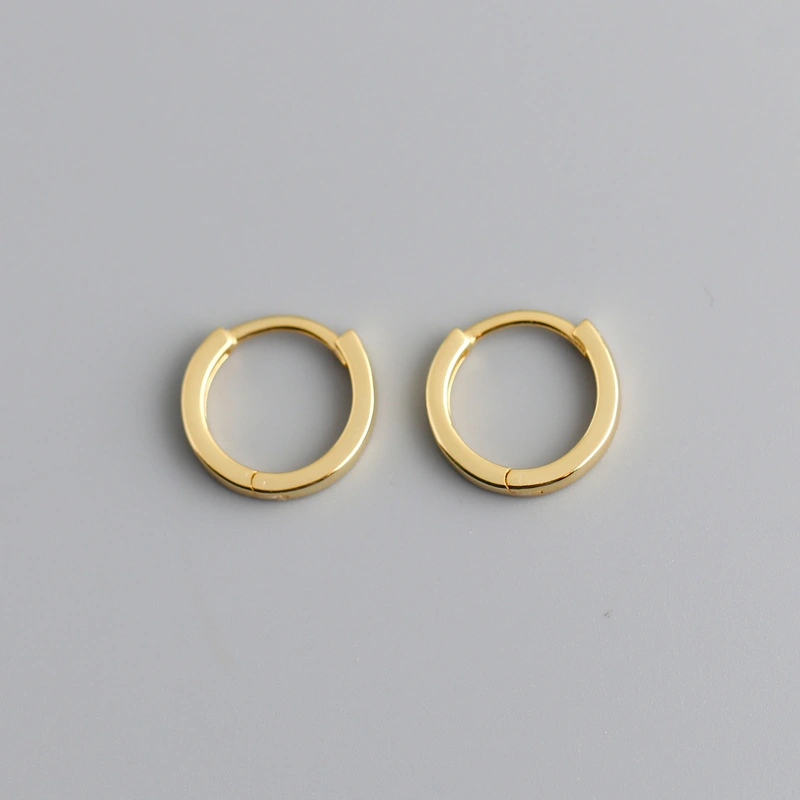 Beautiful Simple Plain Hoop Earrings S925 Sterling Silver Stud Earrings Women