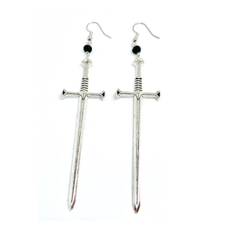 Retro Personality Men And Women The Same Silver Sword Earrings Fashion Knife Creative Earrings Jewelry