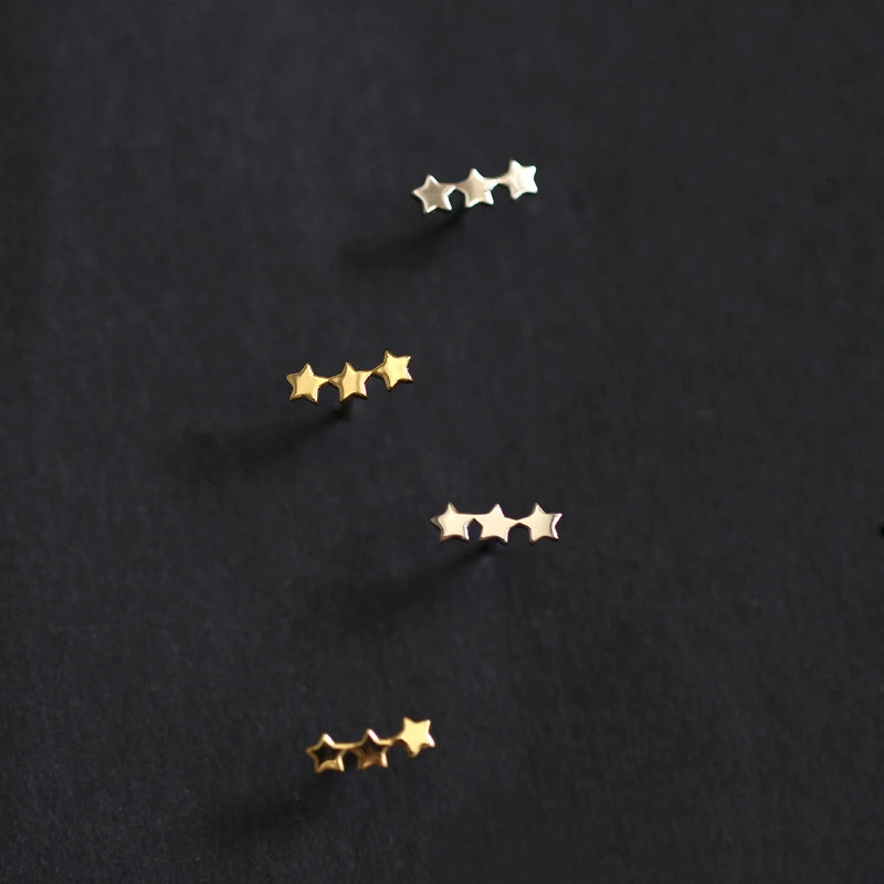 Sterling Silver Plated 14K Gold Little Star Cute Mini All-match Ear Jewelry