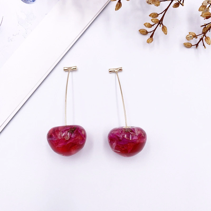 Real Gold Plating Sweet Fruit Cherry Earrings